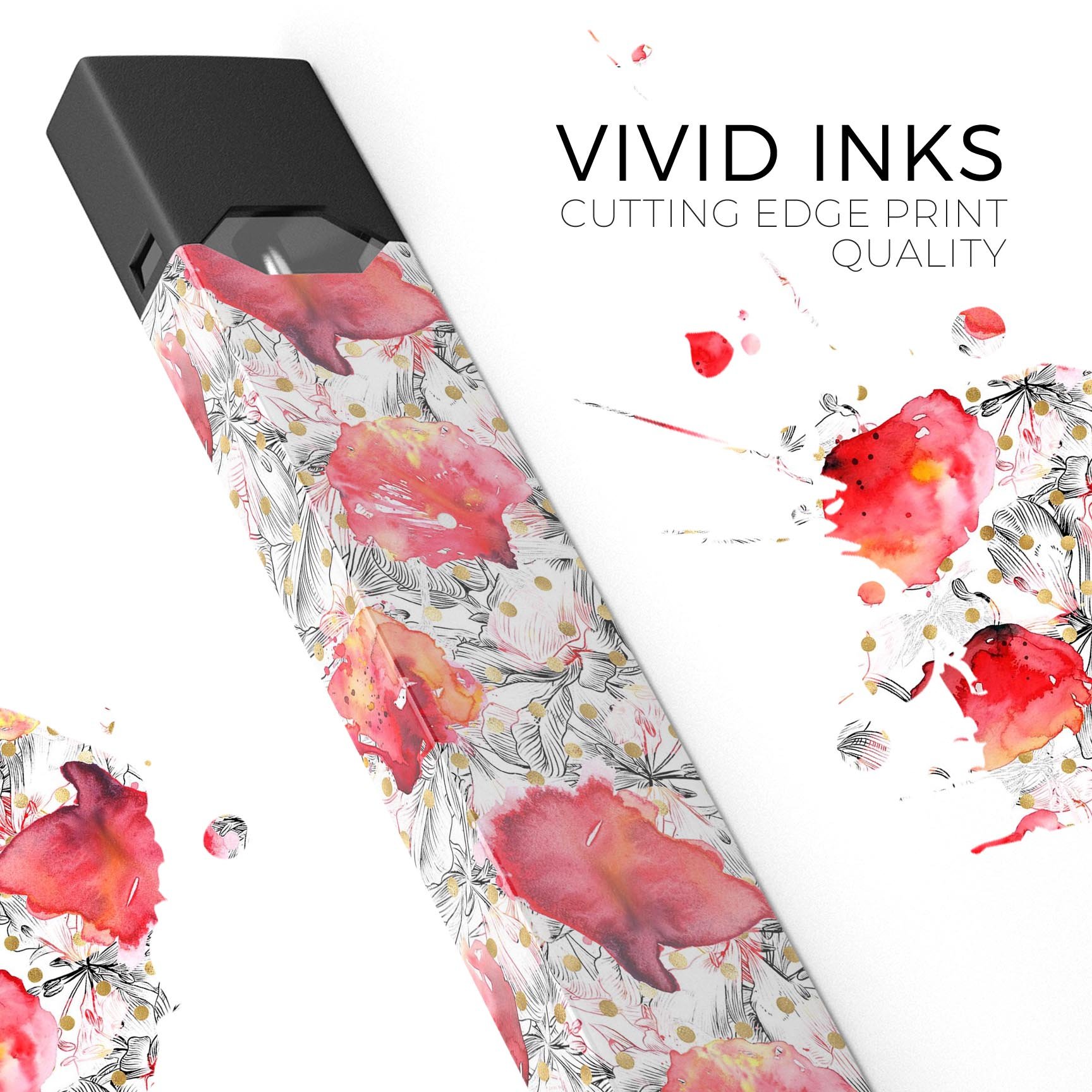 Karamfila Watercolo Poppies V26 skin-wrap for JUUL device, showcasing vibrant poppy design and premium quality.